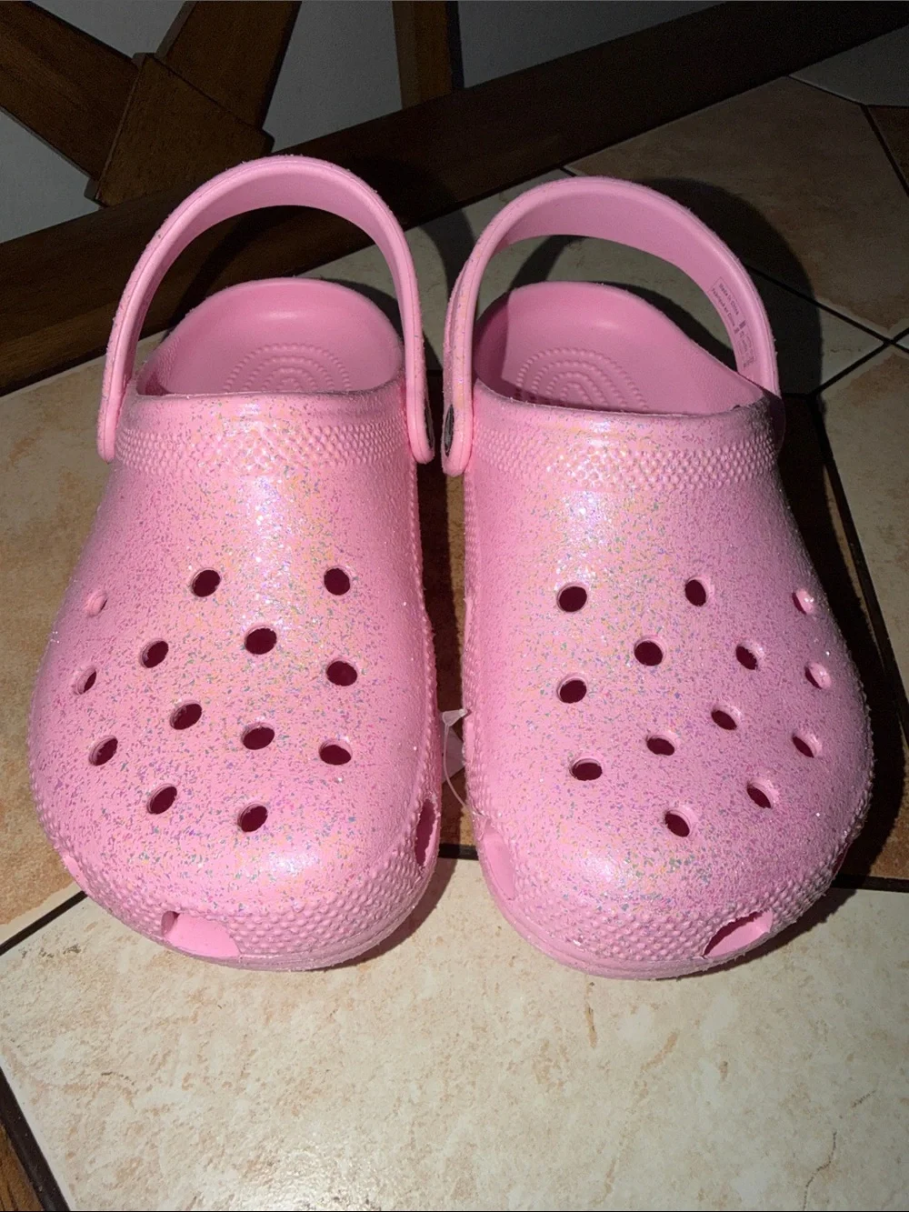 CROCS Kids Classic Glitter Clog in Light Pink